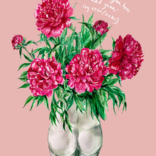 Load image into Gallery viewer, PERSONALISED Peonies in Bum Vase Winter Edition Giclée Print