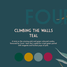 Load image into Gallery viewer, PRE ORDER Climbing The Walls Teal Wallpaper Roll
