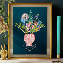 Load image into Gallery viewer, PERSONALISED Shell Vase Of Garden Blooms Winter Edition Giclée Print