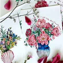 Load image into Gallery viewer, Shell Vase Of Garden Blooms Carols Slogan Giclée Print