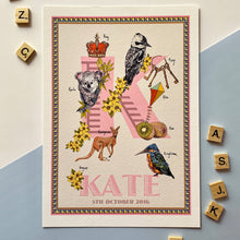 Load image into Gallery viewer, Personalised Letter 'K' Giclée Print