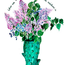 Load image into Gallery viewer, Lilacs in Cactus Vase Giclée Print
