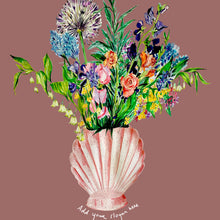 Load image into Gallery viewer, PERSONALISED Shell Vase Of Garden Blooms Winter Edition Giclée Print