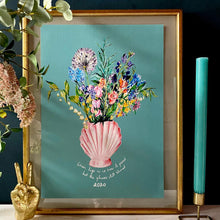 Load image into Gallery viewer, PERSONALISED Shell Vase Of Garden Blooms Winter Edition Giclée Print
