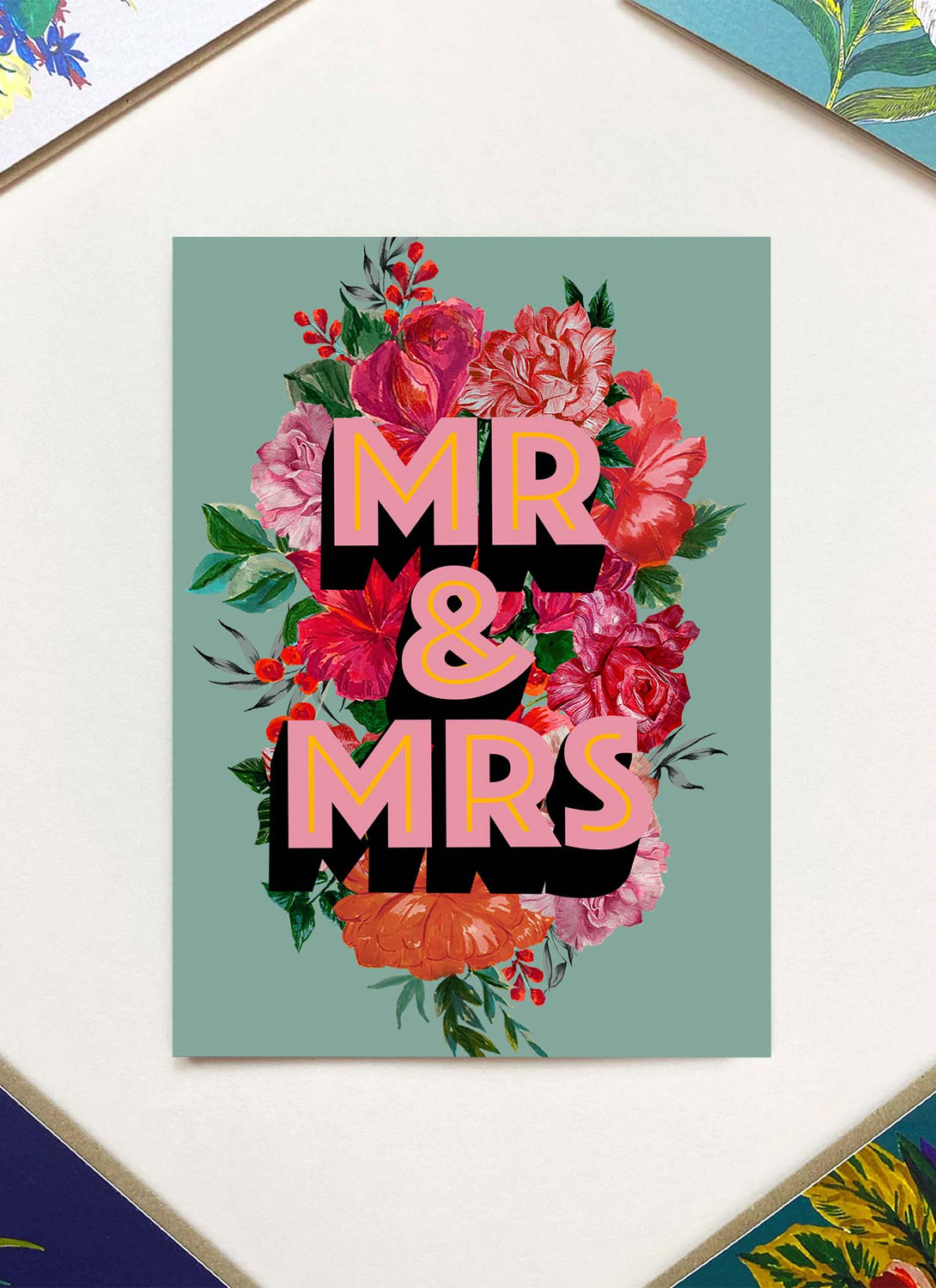Mr & Mrs Floral Foil Card