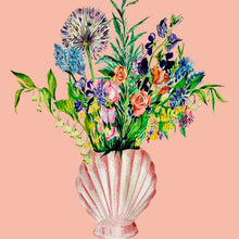 Load image into Gallery viewer, Shell Vase Of Garden Blooms Winter Edition Giclée Print
