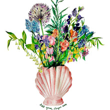 Load image into Gallery viewer, PERSONALISED Shell Vase Of Garden Blooms Giclée Print