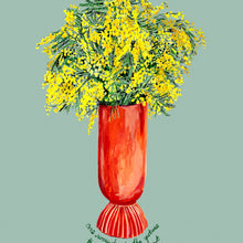 Load image into Gallery viewer, Mimosa in Coral Vase Giclée Print