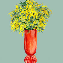 Load image into Gallery viewer, Mimosa in Coral Vase Giclée Print