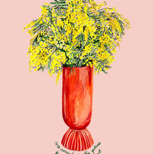 Load image into Gallery viewer, Mimosa in Coral Vase Giclée Print