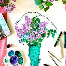 Load image into Gallery viewer, PERSONALISED Lilacs in Cactus Vase Giclée Print