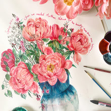 Load image into Gallery viewer, PERSONALISED Coral Peonies Giclée Print