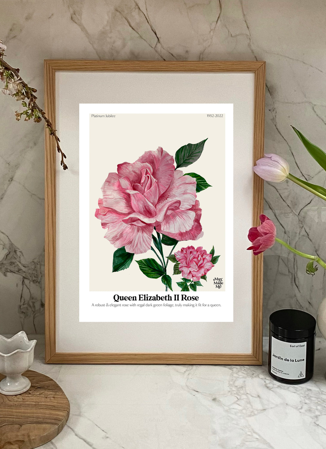 The Language of Flowers Queen Elizabeth Rose Giclée Print