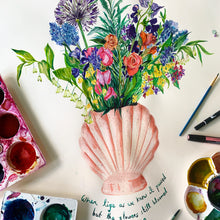 Load image into Gallery viewer, Shell Vase Of Garden Blooms Giclée Print