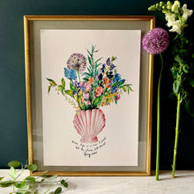 Load image into Gallery viewer, Shell Vase Of Garden Blooms Giclée Print