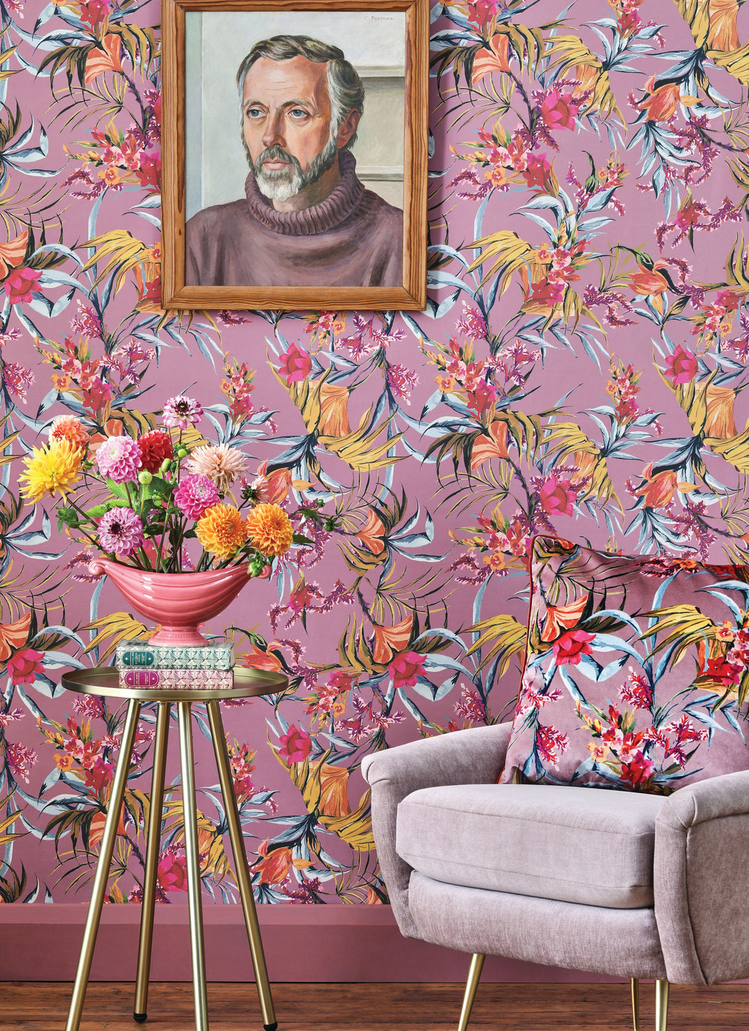 PRE ORDER Climbing The Walls Mauve Wallpaper Roll
