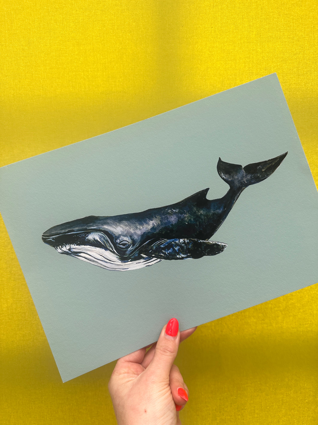 Whale on Aqua Print