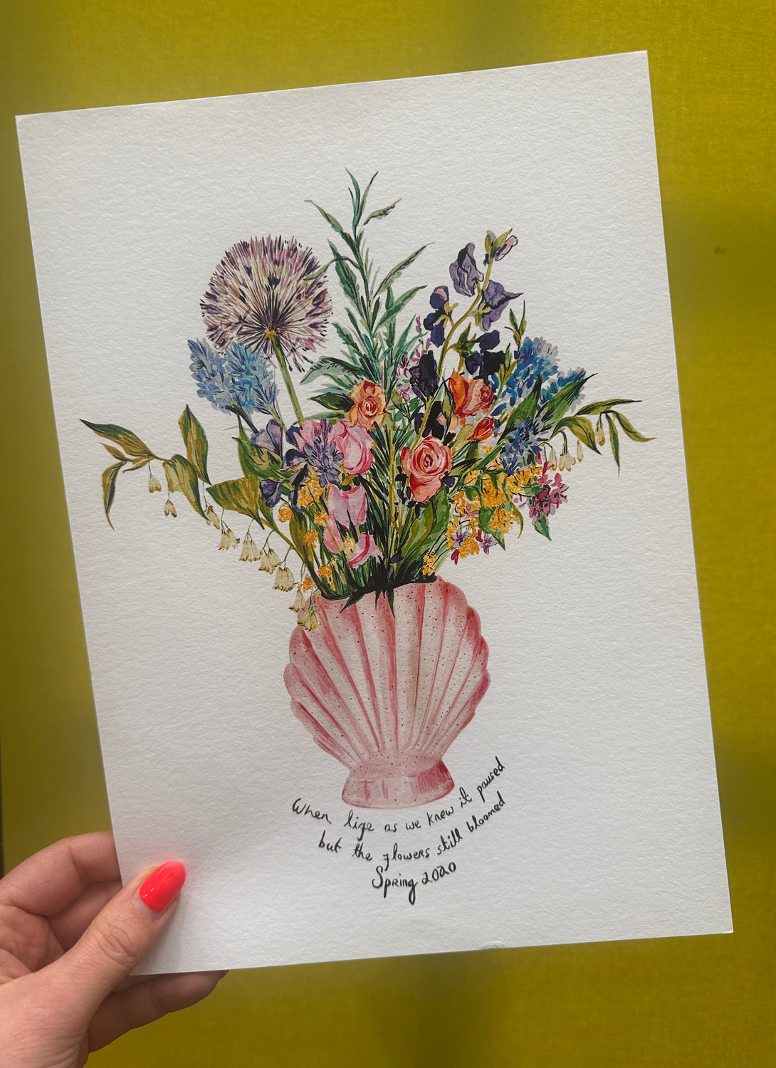 Shell Vase of Flowers Print