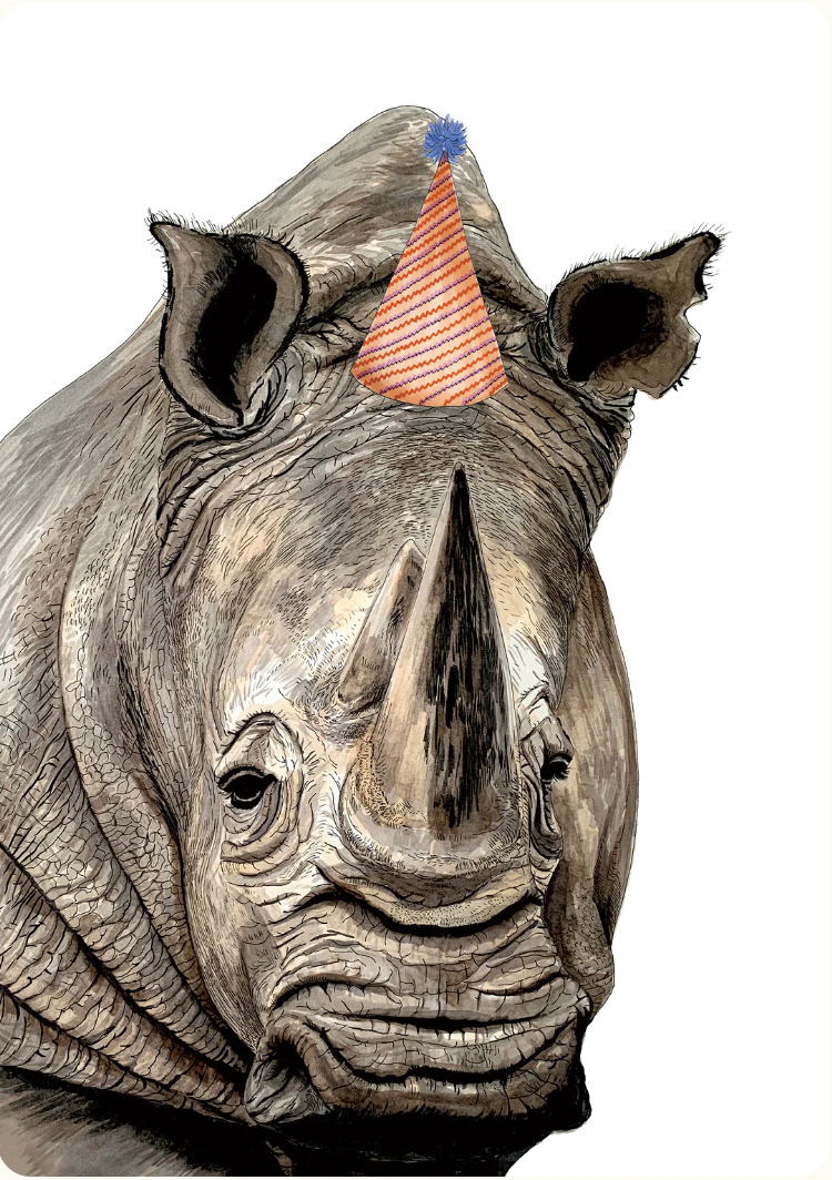 A4 Rhino Print with hat
