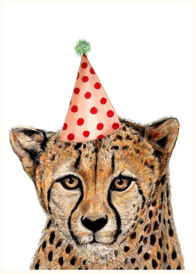 A4 Party Cheetah on white Print