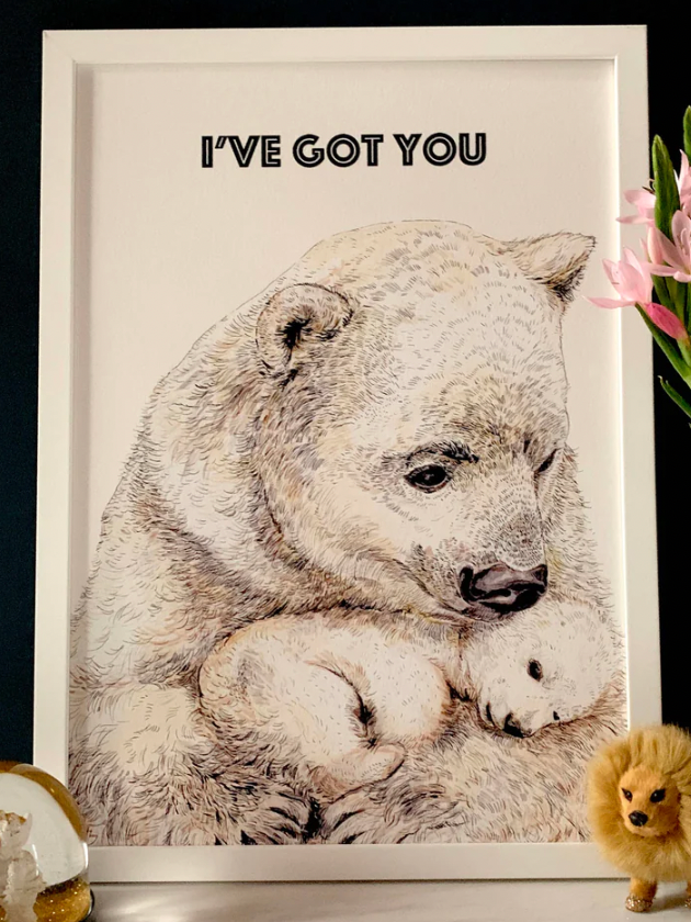 A4 Bear Hug on White Print