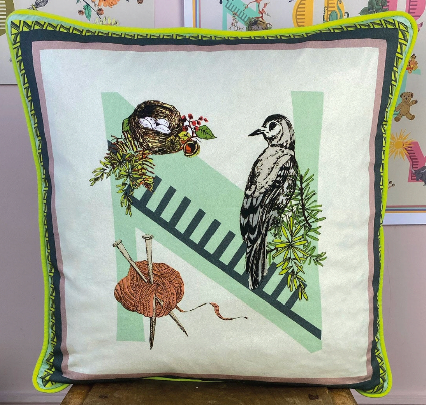 OUTLET Alphabet Cotton Cushion COVER
