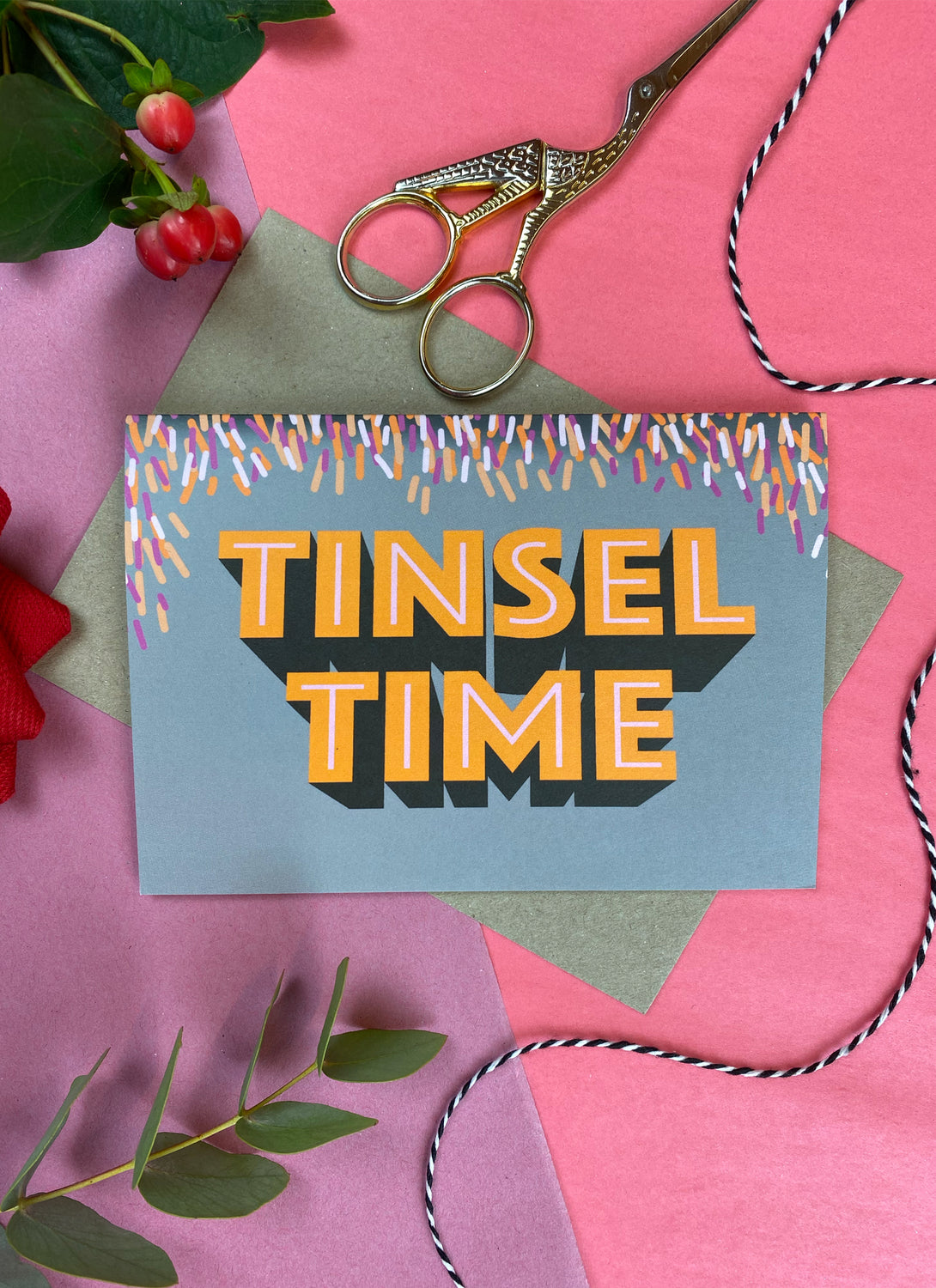 Tinsel Time Christmas Card