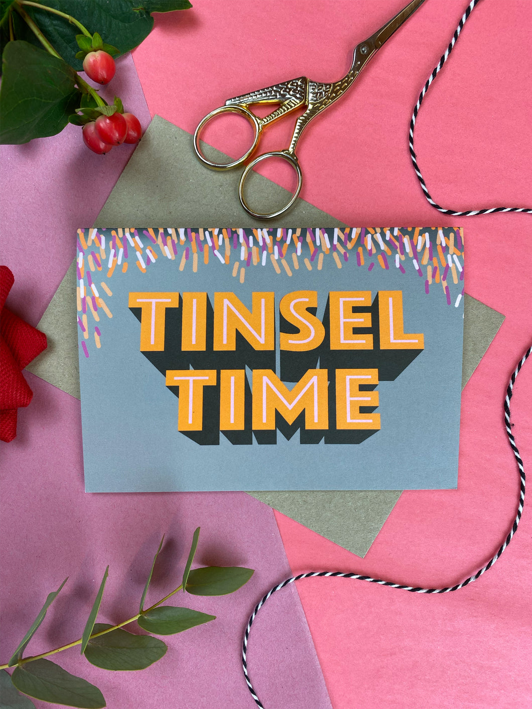 Tinsel Time Christmas Card