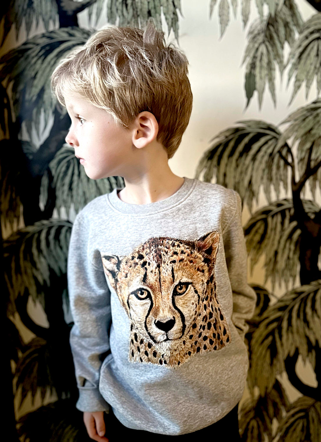 Cheetah Jumper On Heather Grey