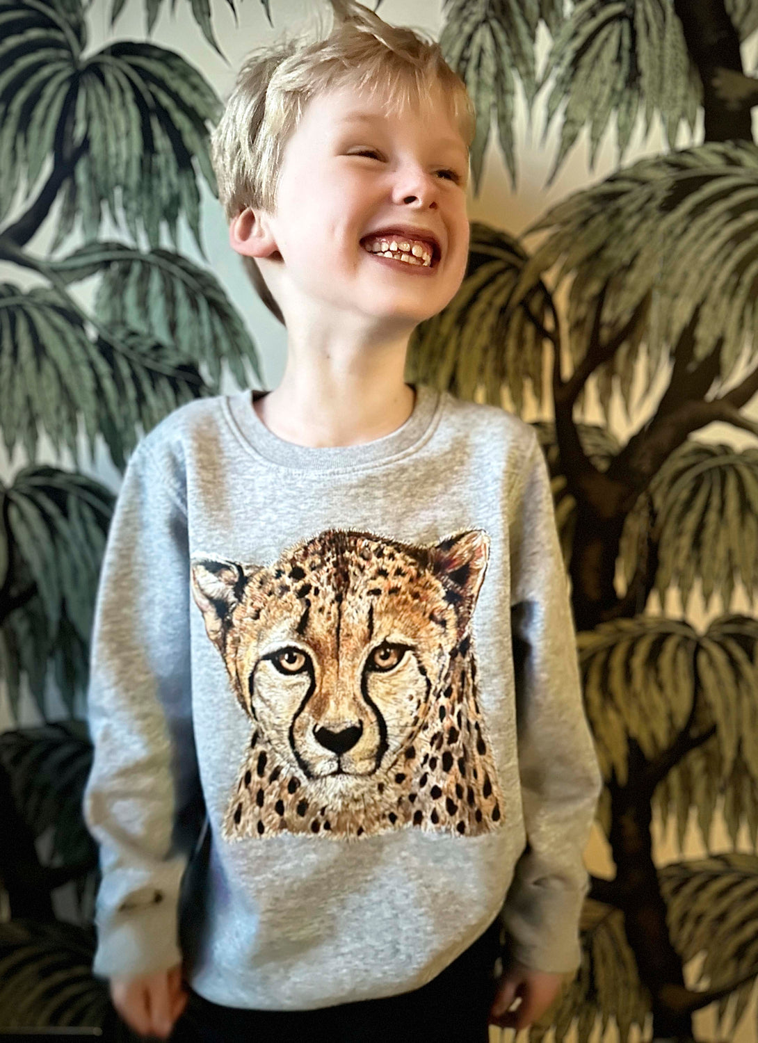 Cheetah Jumper On Heather Grey