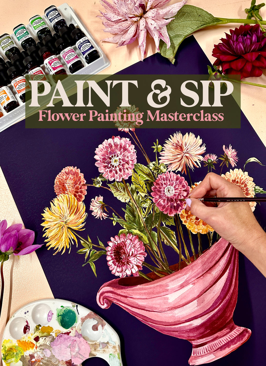 Paint & Sip: Flower Painting Masterclass- Wednesday, 1st November- 7-9pm