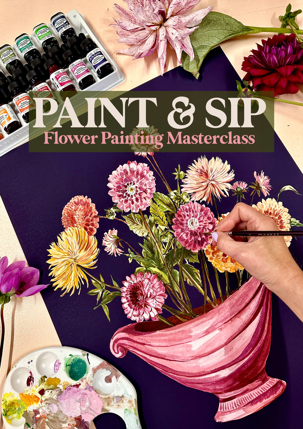 Paint & Sip: Flower Painting Masterclass- Wednesday, 1st November- 7-9pm