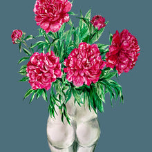 Load image into Gallery viewer, Peonies in Bum Vase Winter Edition Giclée Print
