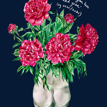 Load image into Gallery viewer, PERSONALISED Peonies in Bum Vase Winter Edition Giclée Print
