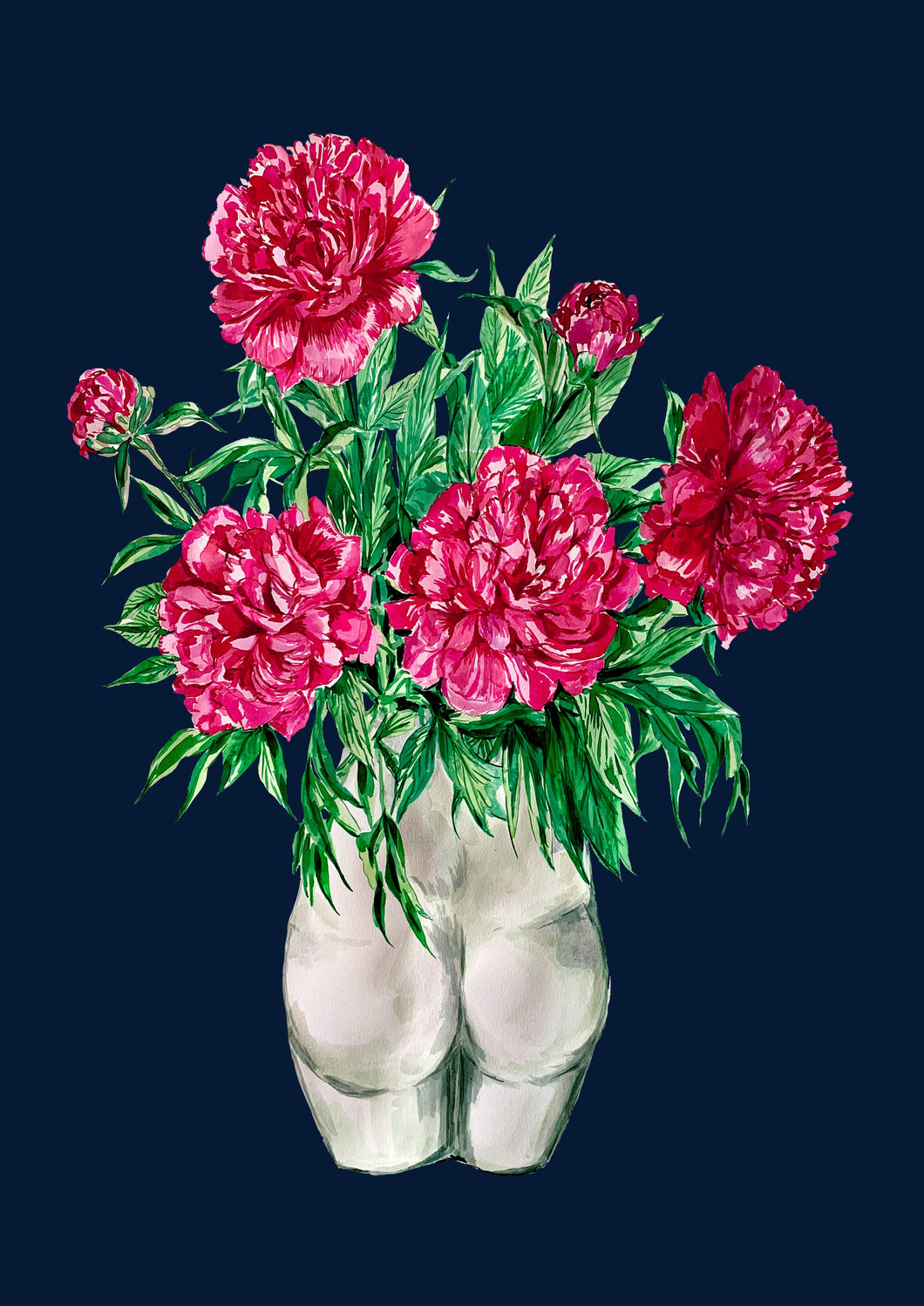 Peonies in Bum Vase Winter Edition Giclée Print