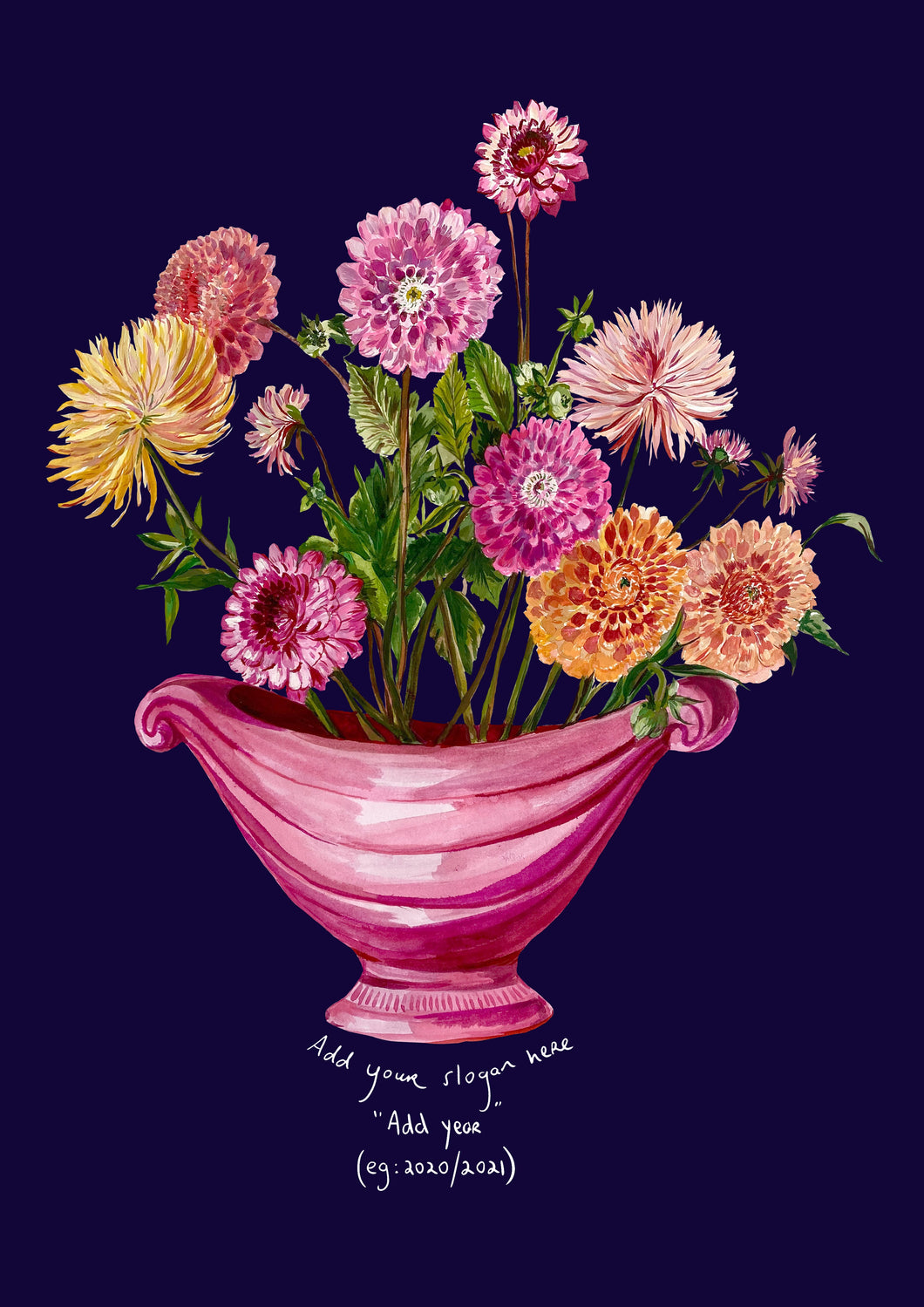 PERSONALISED Dreamy Dahlias Winter Edition Giclée Print