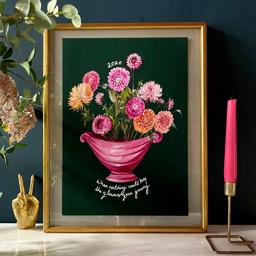 PERSONALISED Dreamy Dahlias Winter Edition Giclée Print