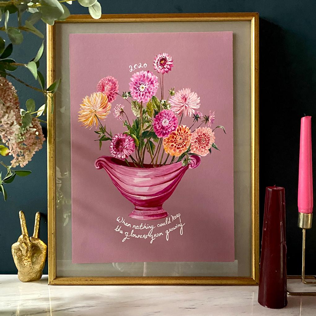 PERSONALISED Dreamy Dahlias Winter Edition Giclée Print