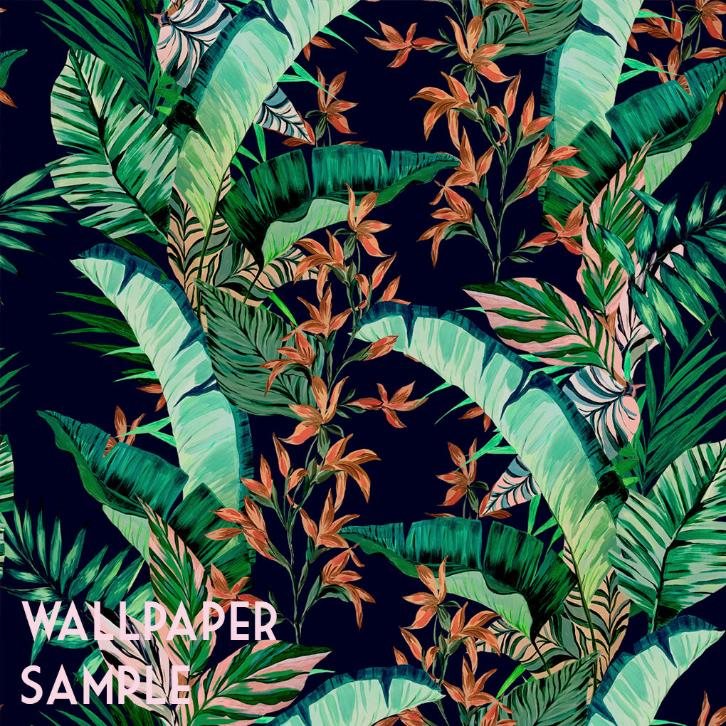 Dartmouth Tropical Deep Ink Wallpaper Sample