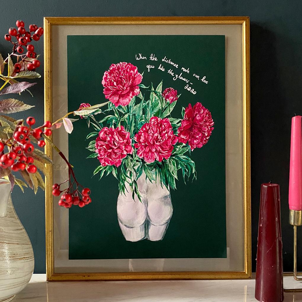 Peonies in Bum Vase Winter Edition Giclée Print