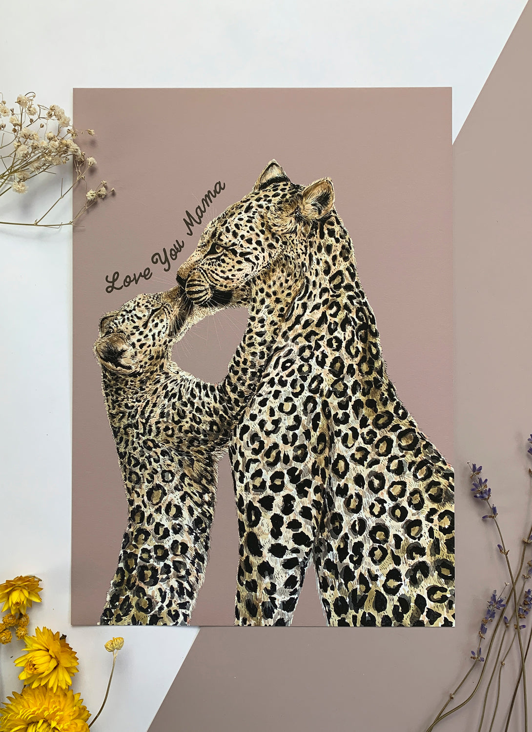 Love You Mama Leopard Kiss Giclée Print