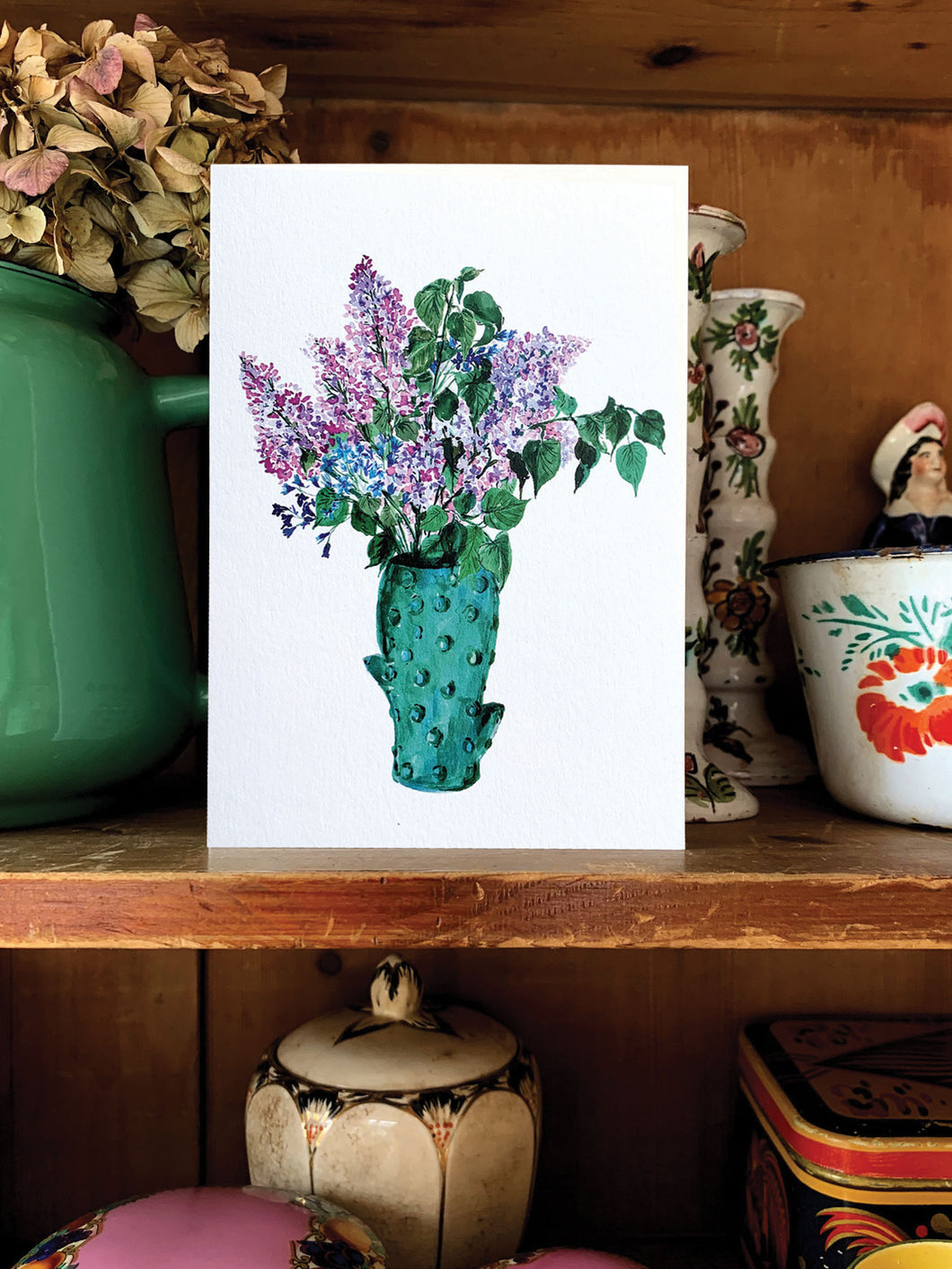Lilacs in cactus Vase Card