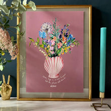 Load image into Gallery viewer, PERSONALISED Shell Vase Of Garden Blooms Winter Edition Giclée Print

