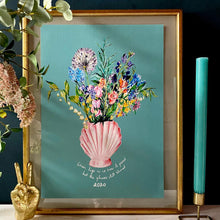 Load image into Gallery viewer, PERSONALISED Shell Vase Of Garden Blooms Winter Edition Giclée Print
