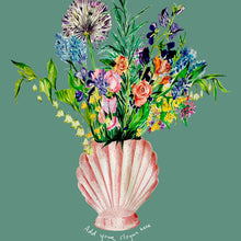 Load image into Gallery viewer, PERSONALISED Shell Vase Of Garden Blooms Winter Edition Giclée Print
