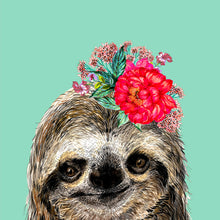 Load image into Gallery viewer, Sloth Floral Headdress Mint
