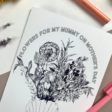 Load image into Gallery viewer, FREE Printable Mother&#39;s Day Shell Vase Colouring In Card- Mummy
