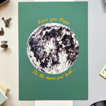 Load image into Gallery viewer, To The Moon And Back Deep Aqua Giclée Print
