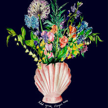 Load image into Gallery viewer, PERSONALISED Shell Vase Of Garden Blooms Winter Edition Giclée Print
