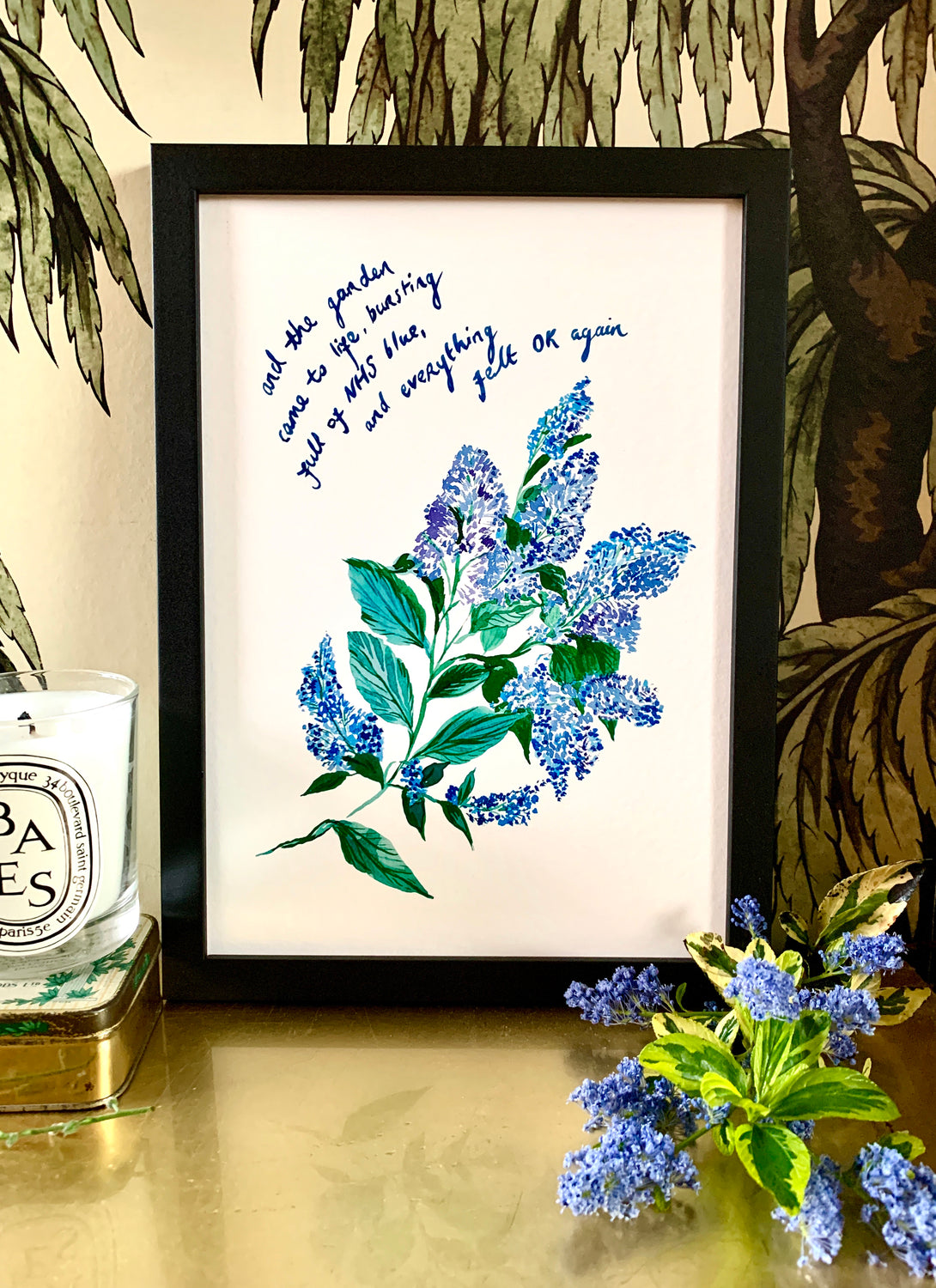 PERSONALISED NHS Blue Floral Study Giclée Print